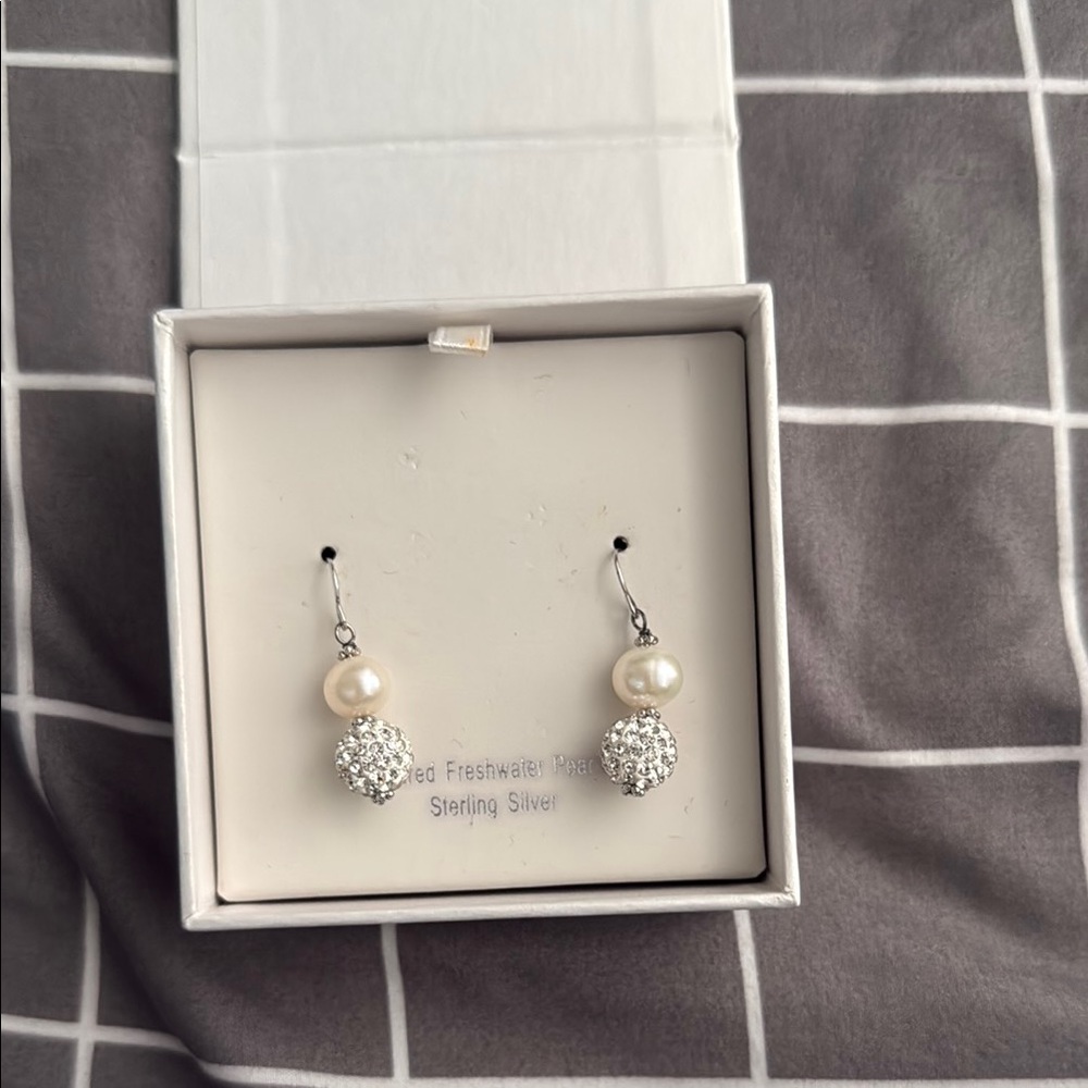 Elegant Sterling Silver Pearl Earrings